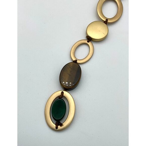 Chicos Liza Collection Multi Colored Oval Stone Matte Chain Link Y-Necklace NWT - Picture 3 of 6